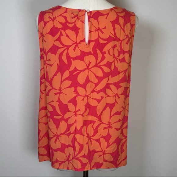 J. Crew Sleeveless Tropical Hawaiian Top Orange And Pink Women’s Size Large - Picture 4 of 7
